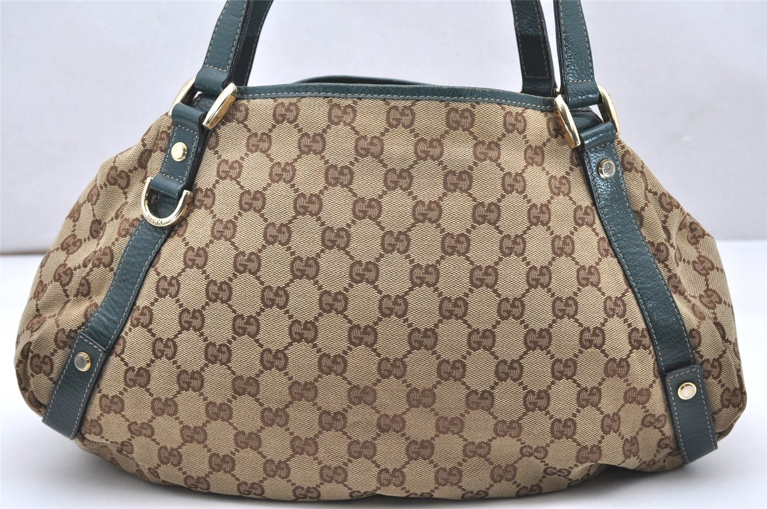 Authentic GUCCI Abbey Shoulder Tote Bag GG Canvas Leather 130736 Brown 3592K