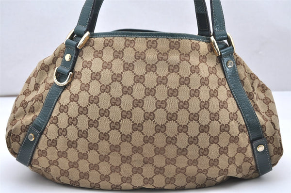 Authentic GUCCI Abbey Shoulder Tote Bag GG Canvas Leather 130736 Brown 3592K