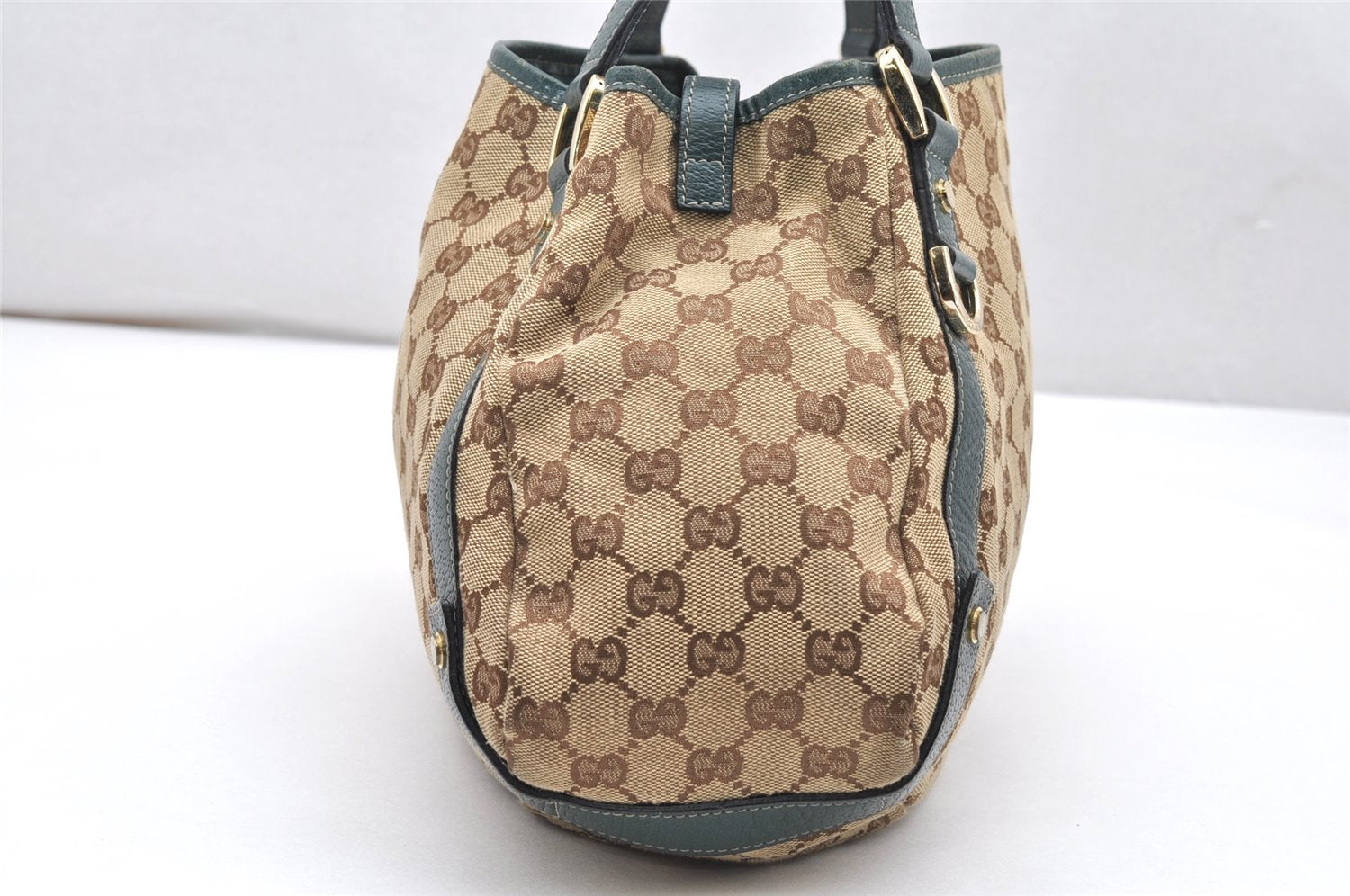 Authentic GUCCI Abbey Shoulder Tote Bag GG Canvas Leather 130736 Brown 3592K