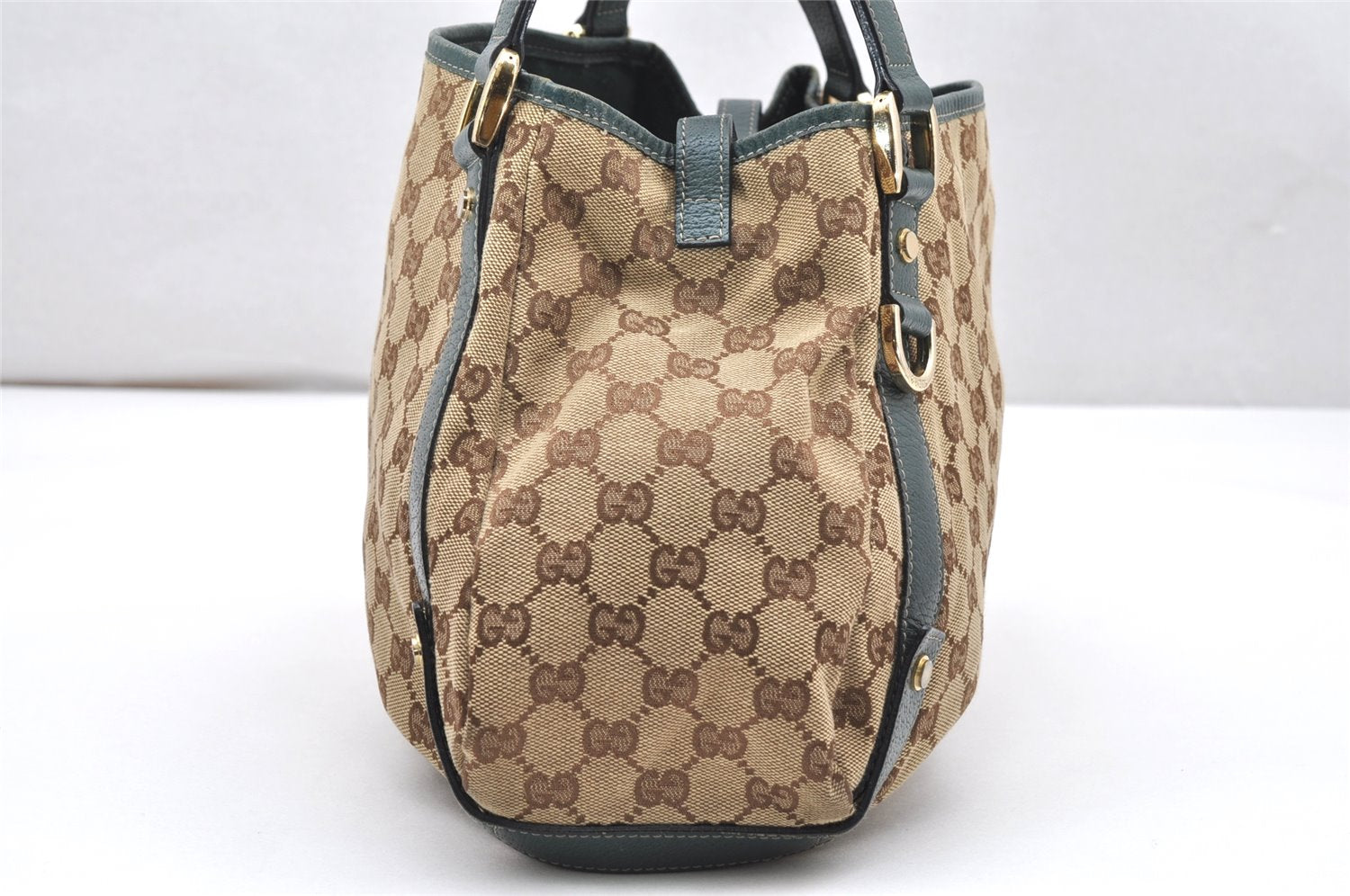 Authentic GUCCI Abbey Shoulder Tote Bag GG Canvas Leather 130736 Brown 3592K