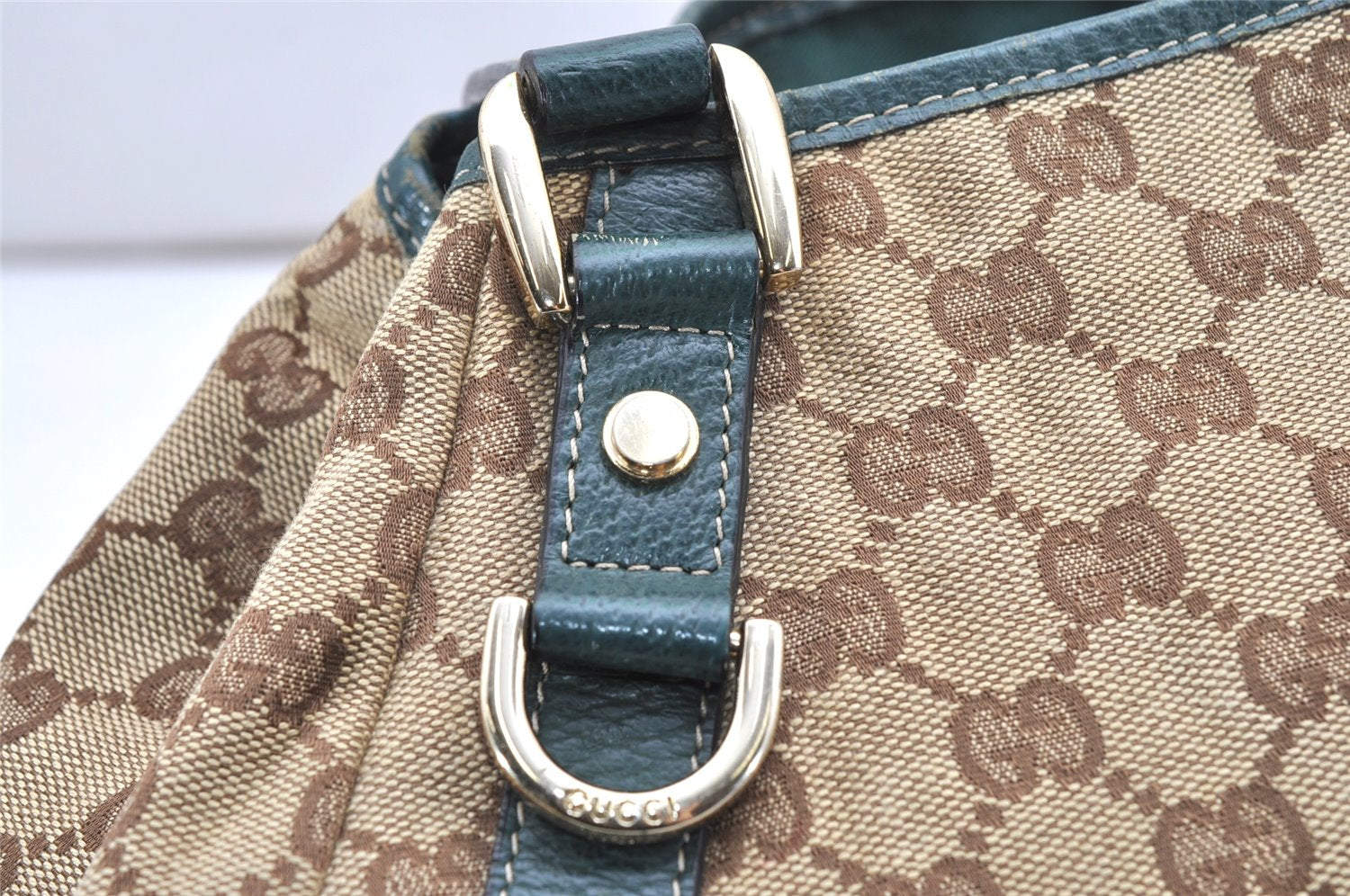 Authentic GUCCI Abbey Shoulder Tote Bag GG Canvas Leather 130736 Brown 3592K