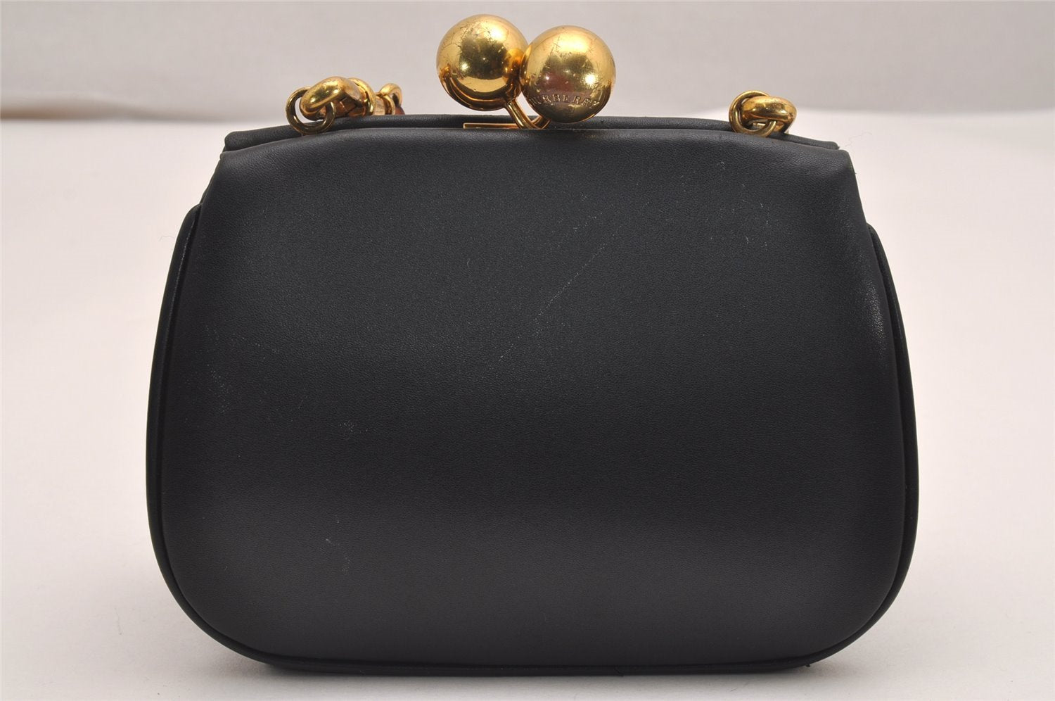 Authentic BURBERRY Vintage Leather Shoulder Cross Body Bag Purse Black 3593J