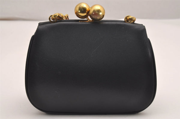 Authentic BURBERRY Vintage Leather Shoulder Cross Body Bag Purse Black 3593J