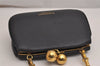 Authentic BURBERRY Vintage Leather Shoulder Cross Body Bag Purse Black 3593J