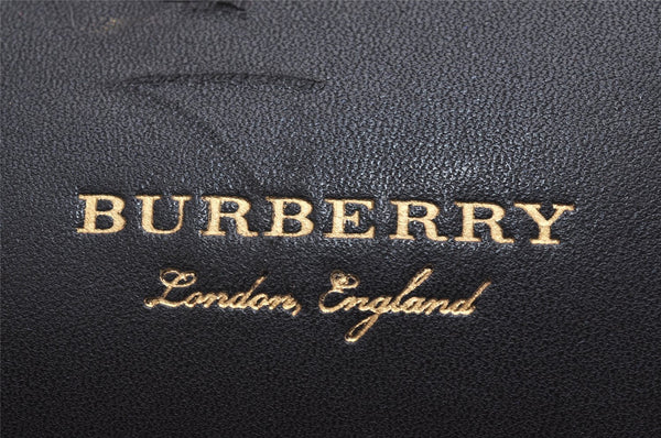Authentic BURBERRY Vintage Leather Shoulder Cross Body Bag Purse Black 3593J