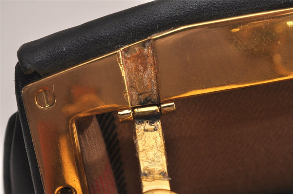 Authentic BURBERRY Vintage Leather Shoulder Cross Body Bag Purse Black 3593J