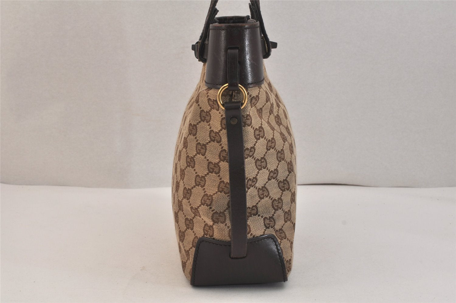 Authentic GUCCI Vintage Shoulder Tote Bag GG Canvas Leather 107757 Brown 3593K