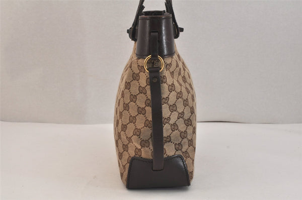 Authentic GUCCI Vintage Shoulder Tote Bag GG Canvas Leather 107757 Brown 3593K