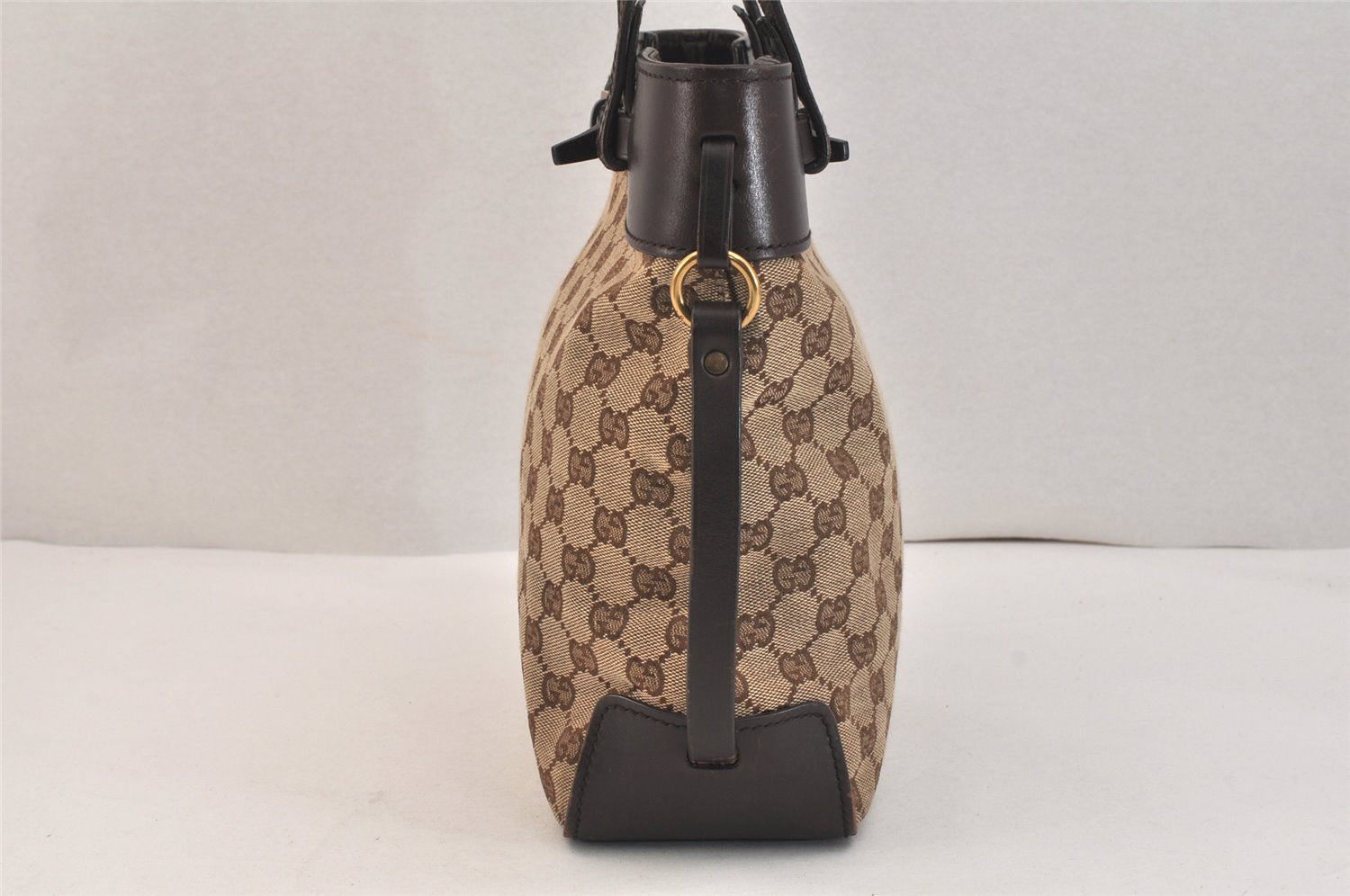 Authentic GUCCI Vintage Shoulder Tote Bag GG Canvas Leather 107757 Brown 3593K