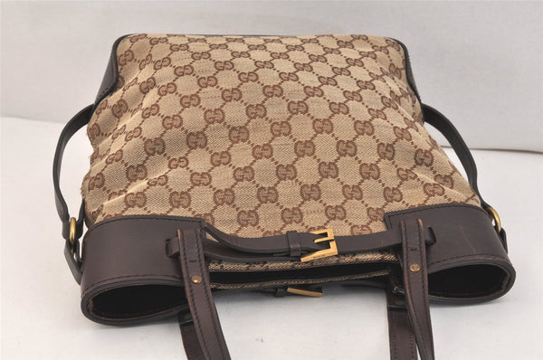 Authentic GUCCI Vintage Shoulder Tote Bag GG Canvas Leather 107757 Brown 3593K