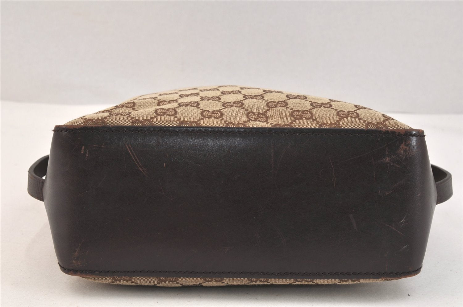 Authentic GUCCI Vintage Shoulder Tote Bag GG Canvas Leather 107757 Brown 3593K