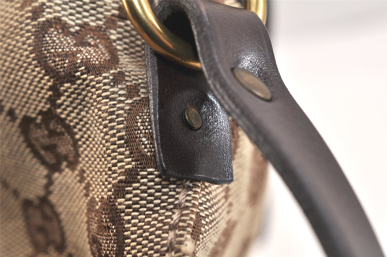 Authentic GUCCI Vintage Shoulder Tote Bag GG Canvas Leather 107757 Brown 3593K
