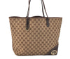 Authentic GUCCI New Britt Shoulder Tote Bag GG Canvas Leather 169945 Brown 3594K