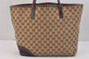 Authentic GUCCI New Britt Shoulder Tote Bag GG Canvas Leather 169945 Brown 3594K