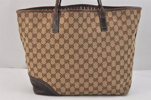 Authentic GUCCI New Britt Shoulder Tote Bag GG Canvas Leather 169945 Brown 3594K