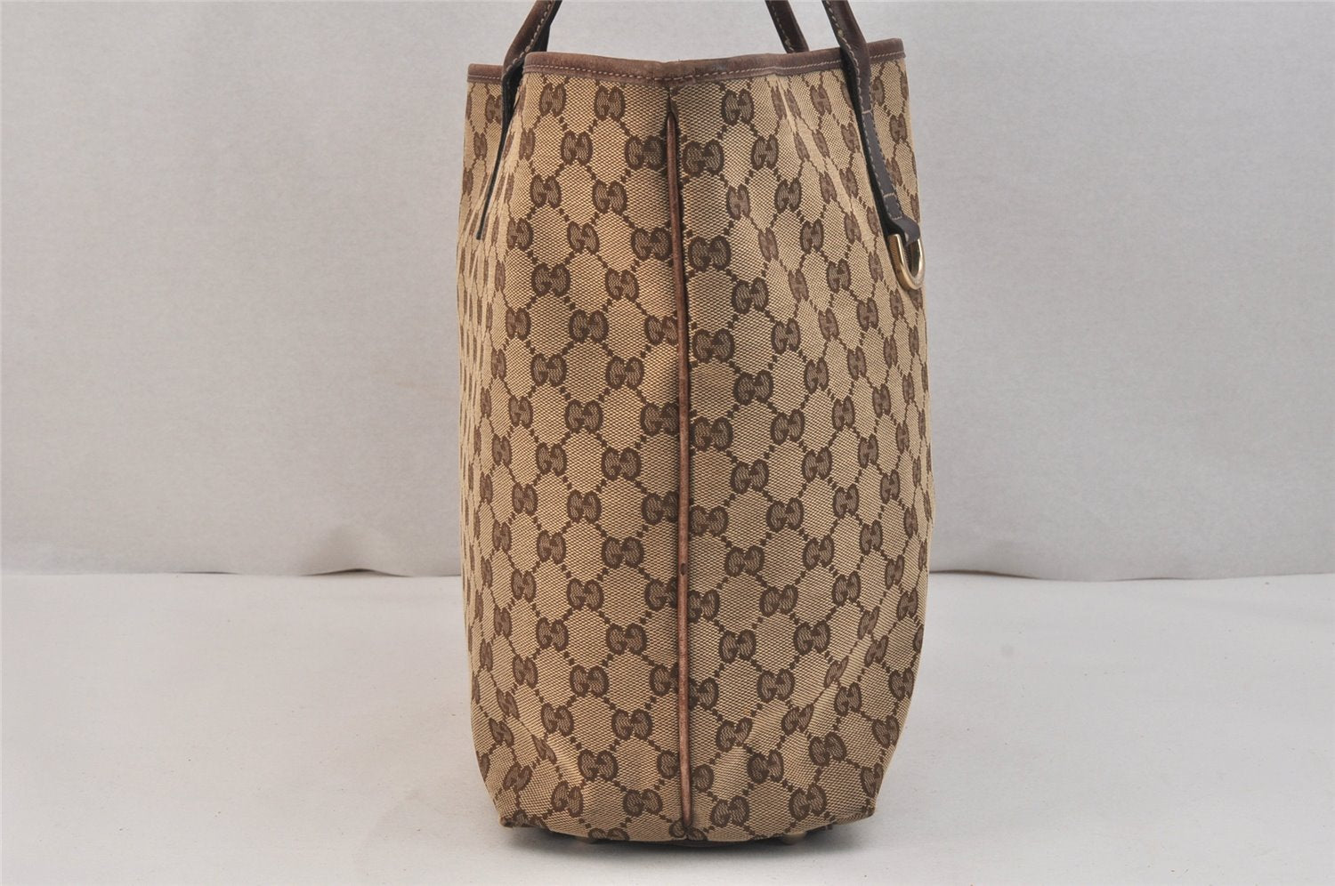 Authentic GUCCI New Britt Shoulder Tote Bag GG Canvas Leather 169945 Brown 3594K