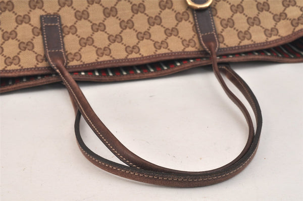 Authentic GUCCI New Britt Shoulder Tote Bag GG Canvas Leather 169945 Brown 3594K