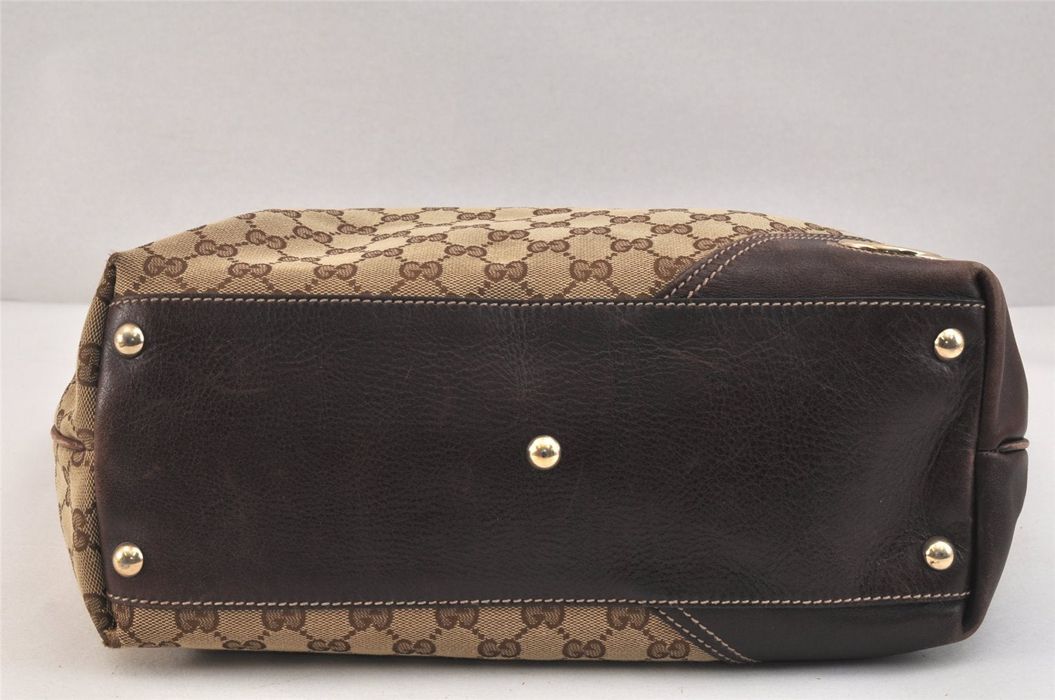 Authentic GUCCI New Britt Shoulder Tote Bag GG Canvas Leather 169945 Brown 3594K