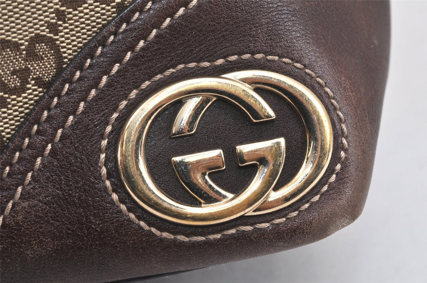 Authentic GUCCI New Britt Shoulder Tote Bag GG Canvas Leather 169945 Brown 3594K