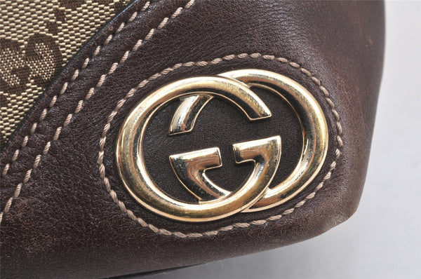 Authentic GUCCI New Britt Shoulder Tote Bag GG Canvas Leather 169945 Brown 3594K