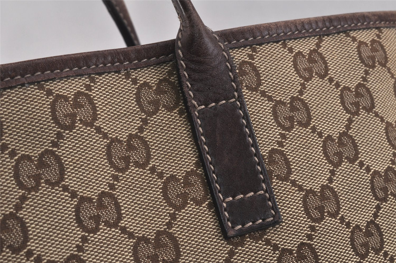 Authentic GUCCI New Britt Shoulder Tote Bag GG Canvas Leather 169945 Brown 3594K
