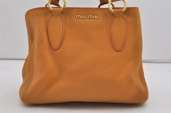 Authentic MIU MIU Leather 2Way Shoulder Cross Body Hand Bag Purse Orange 3595I