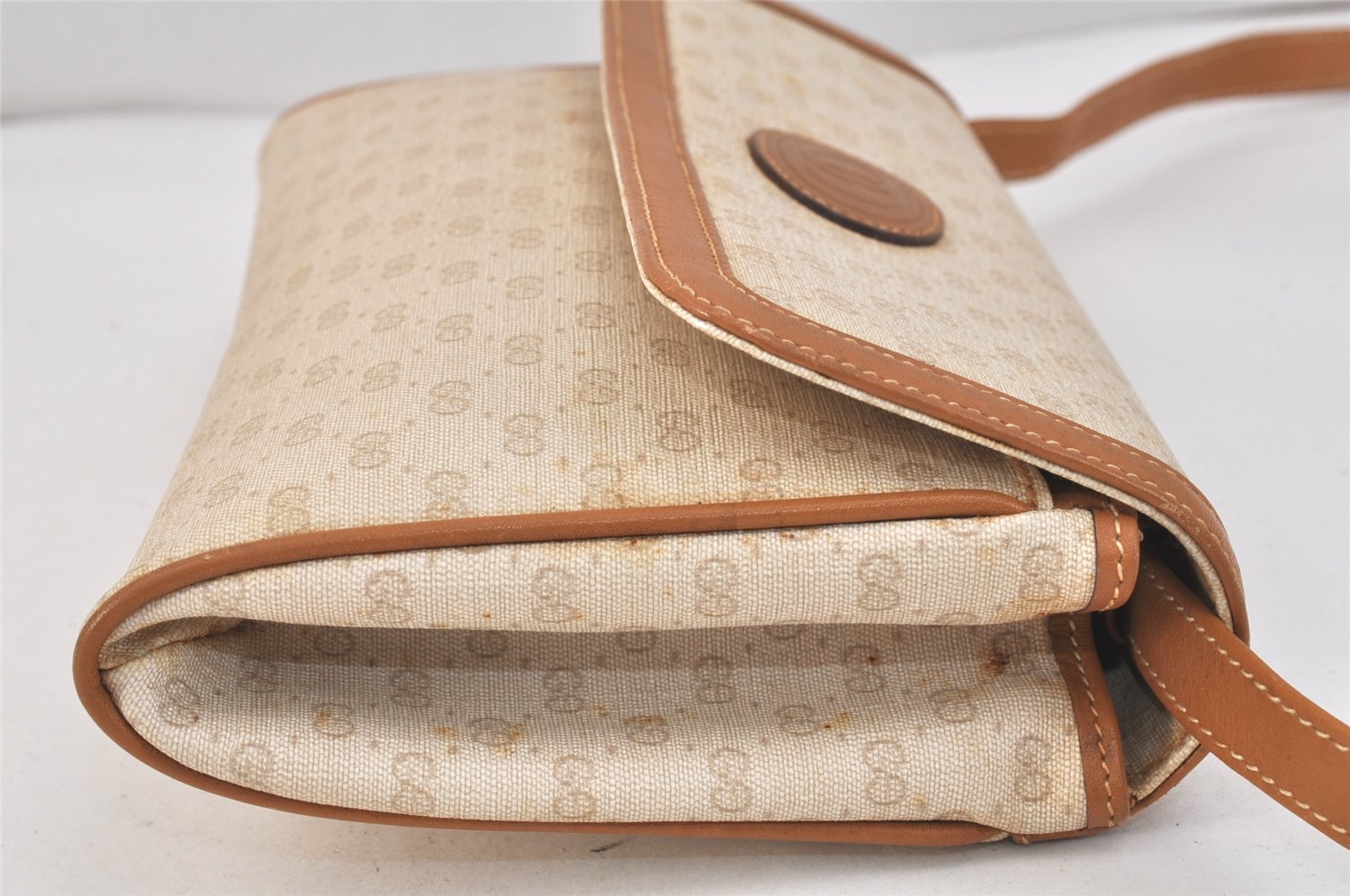 Authentic GUCCI Micro GG PVC Leather Shoulder Cross Body Bag Purse Beige 3595K