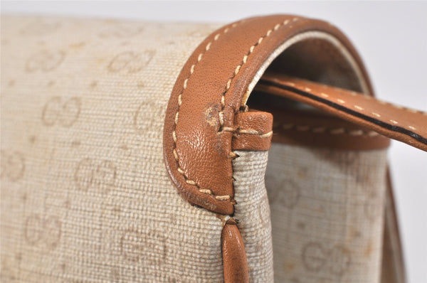 Authentic GUCCI Micro GG PVC Leather Shoulder Cross Body Bag Purse Beige 3595K
