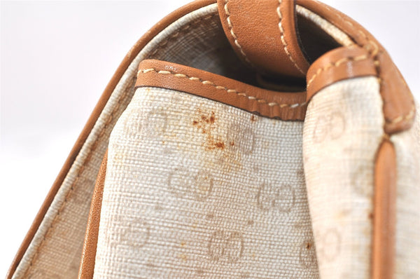 Authentic GUCCI Micro GG PVC Leather Shoulder Cross Body Bag Purse Beige 3595K