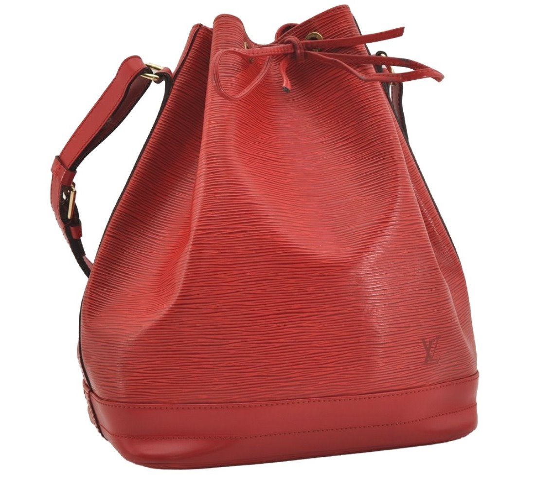 Authentic Louis Vuitton Epi Noe Shoulder Drawstring Bag Red M44007 LV 3596J