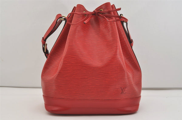 Authentic Louis Vuitton Epi Noe Shoulder Drawstring Bag Red M44007 LV 3596J