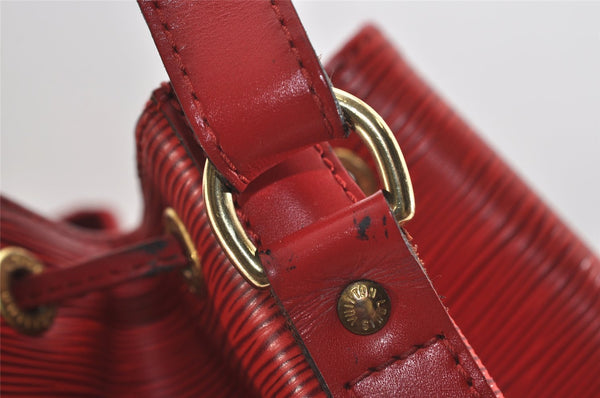 Authentic Louis Vuitton Epi Noe Shoulder Drawstring Bag Red M44007 LV 3596J