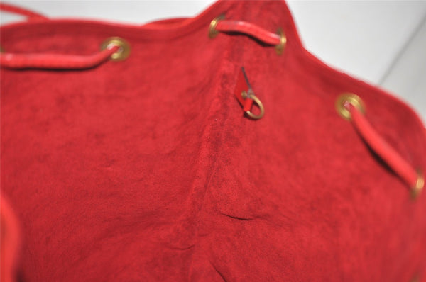 Authentic Louis Vuitton Epi Noe Shoulder Drawstring Bag Red M44007 LV 3596J