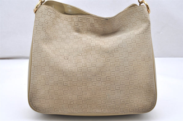 Authentic GUCCI Bamboo Square GG Shoulder Bag Suede Leather 96059 Beige 3596K