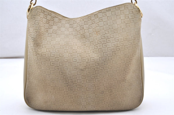 Authentic GUCCI Bamboo Square GG Shoulder Bag Suede Leather 96059 Beige 3596K