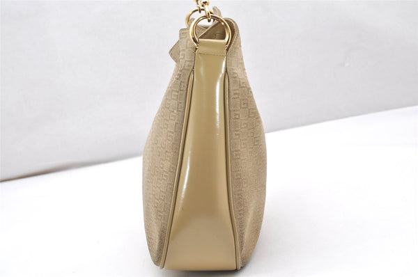 Authentic GUCCI Bamboo Square GG Shoulder Bag Suede Leather 96059 Beige 3596K
