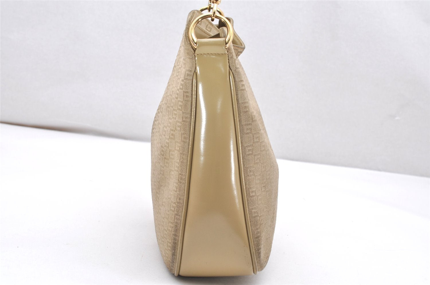 Authentic GUCCI Bamboo Square GG Shoulder Bag Suede Leather 96059 Beige 3596K