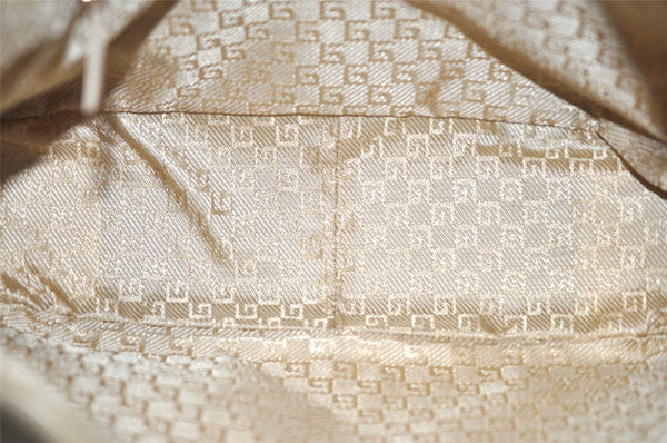 Authentic GUCCI Bamboo Square GG Shoulder Bag Suede Leather 96059 Beige 3596K