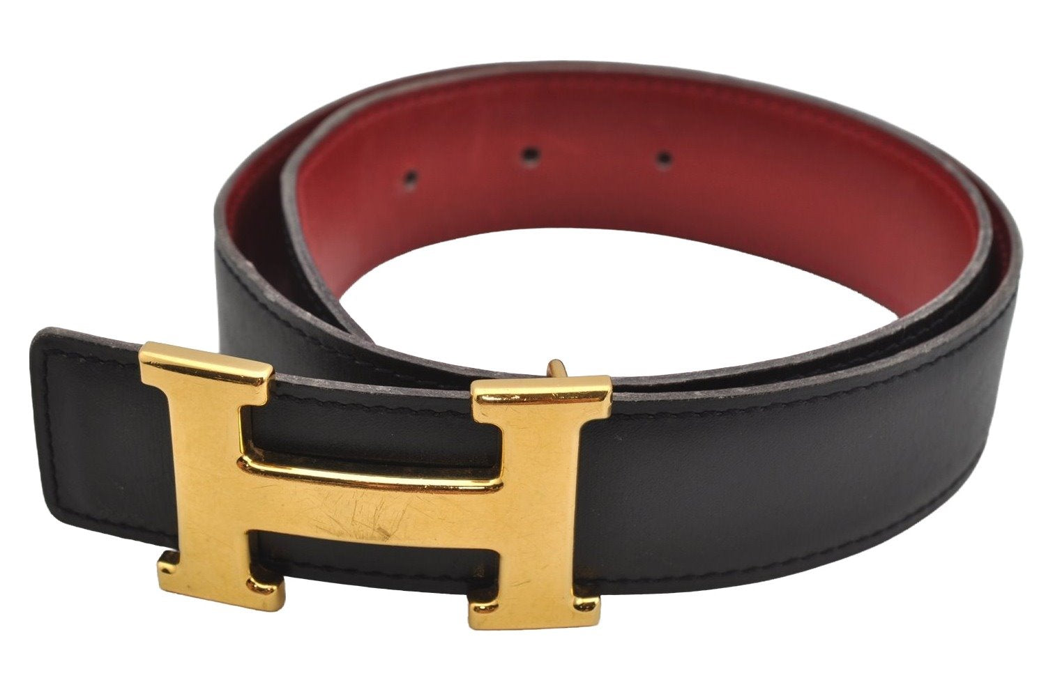 Authentic HERMES Constance Vintage Leather Belt Size 60cm 23.6