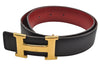 Authentic HERMES Constance Vintage Leather Belt Size 60cm 23.6" Black Red 3597J