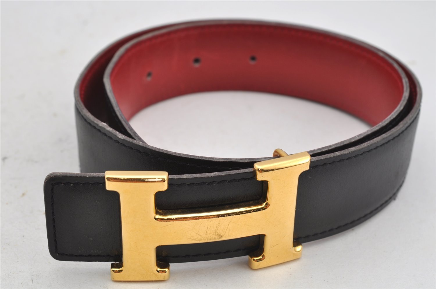 Authentic HERMES Constance Vintage Leather Belt Size 60cm 23.6