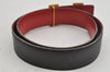 Authentic HERMES Constance Vintage Leather Belt Size 60cm 23.6" Black Red 3597J