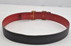 Authentic HERMES Constance Vintage Leather Belt Size 60cm 23.6" Black Red 3597J