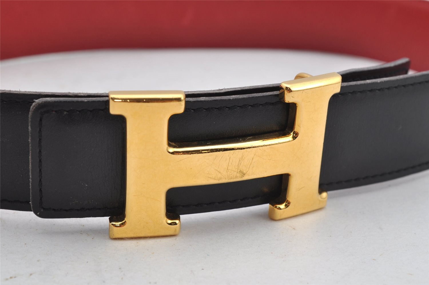 Authentic HERMES Constance Vintage Leather Belt Size 60cm 23.6