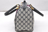 Authentic GUCCI Sherry Line Hand Boston Bag GG PVC Leather Navy Blue Junk 3597K