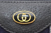 Authentic GUCCI Sherry Line Hand Boston Bag GG PVC Leather Navy Blue Junk 3597K