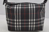 Authentic BURBERRY Vintage Check Hand Bag Pouch Purse Nylon Leather Black 3599J