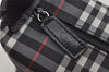 Authentic BURBERRY Vintage Check Hand Bag Pouch Purse Nylon Leather Black 3599J