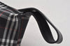 Authentic BURBERRY Vintage Check Hand Bag Pouch Purse Nylon Leather Black 3599J