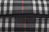 Authentic BURBERRY Vintage Check Hand Bag Pouch Purse Nylon Leather Black 3599J